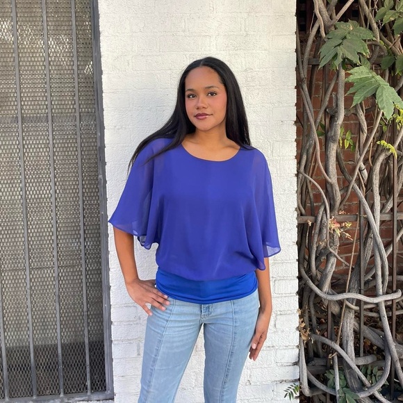 Y2K Boston proper sheer party chiffon blouse sz xs - Picture 3 of 6